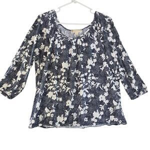 Micheal Kors Blue/White Floral Blouse Women's Size L